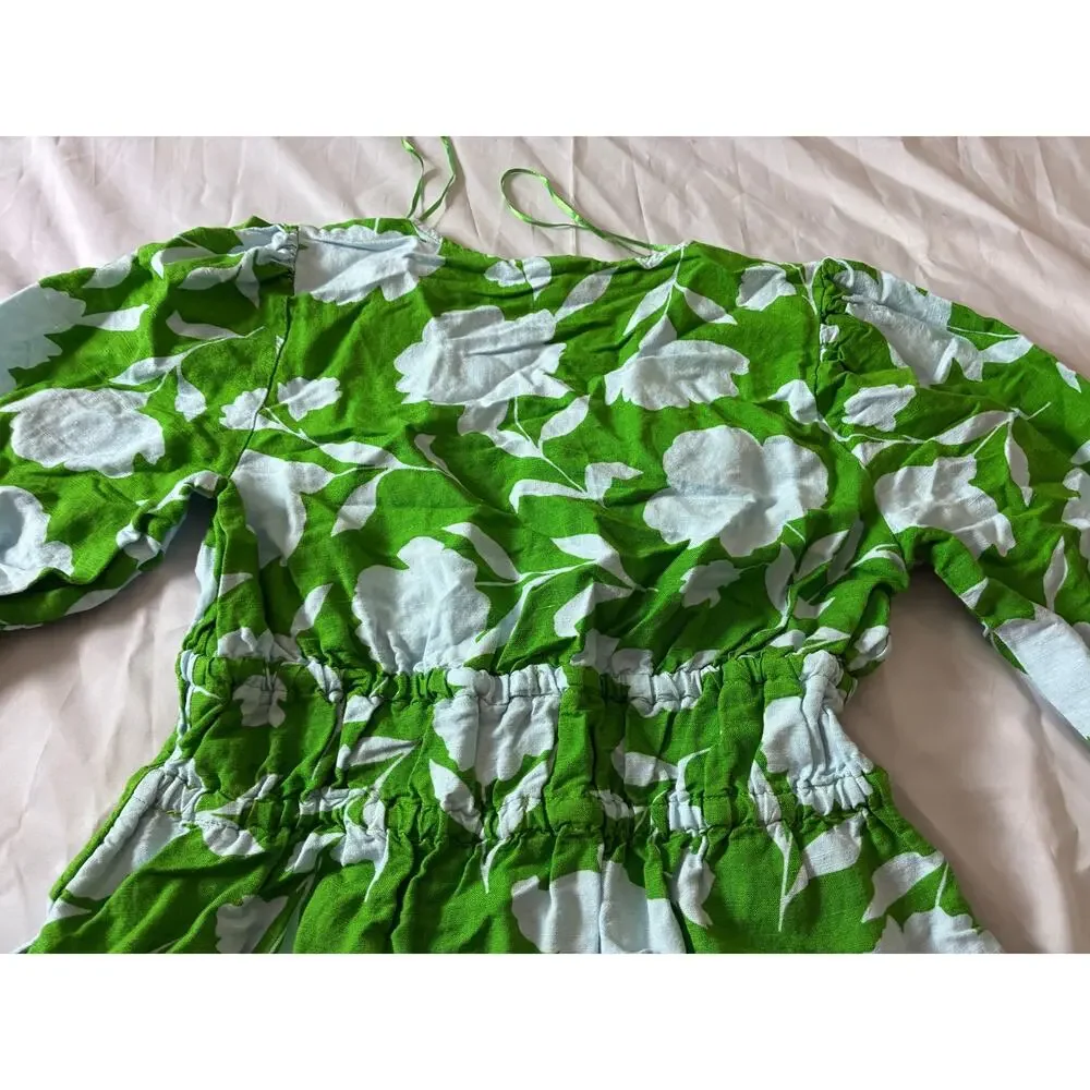Kate Spade New York Dress Women's S Green Blue Floral Tie Shoulder